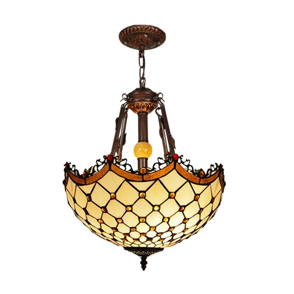 LIVARA Pendant Light with E27 Socket, 40/50cm High-Temperature Colored Glass, Copper & Iron Frame, Handcrafted Design