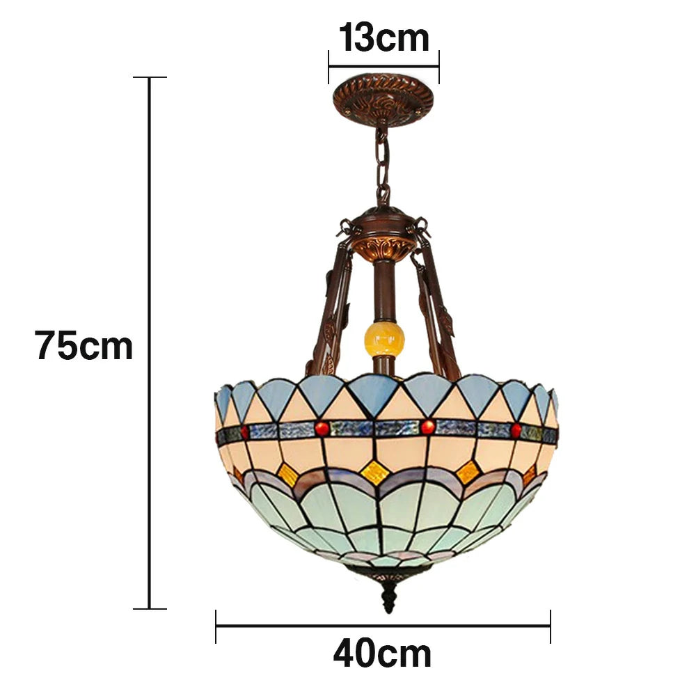 LIVARA Pendant Light with Handcrafted Colored Glass, 40/50cm Copper & Iron Frame, E27 Socket, Adjustable Lighting