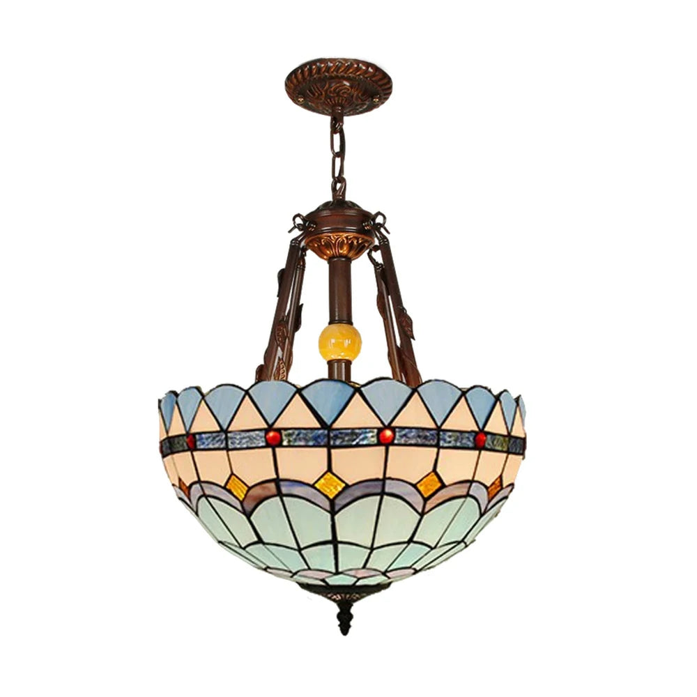 LIVARA Pendant Light with Handcrafted Colored Glass, 40/50cm Copper & Iron Frame, E27 Socket, Adjustable Lighting