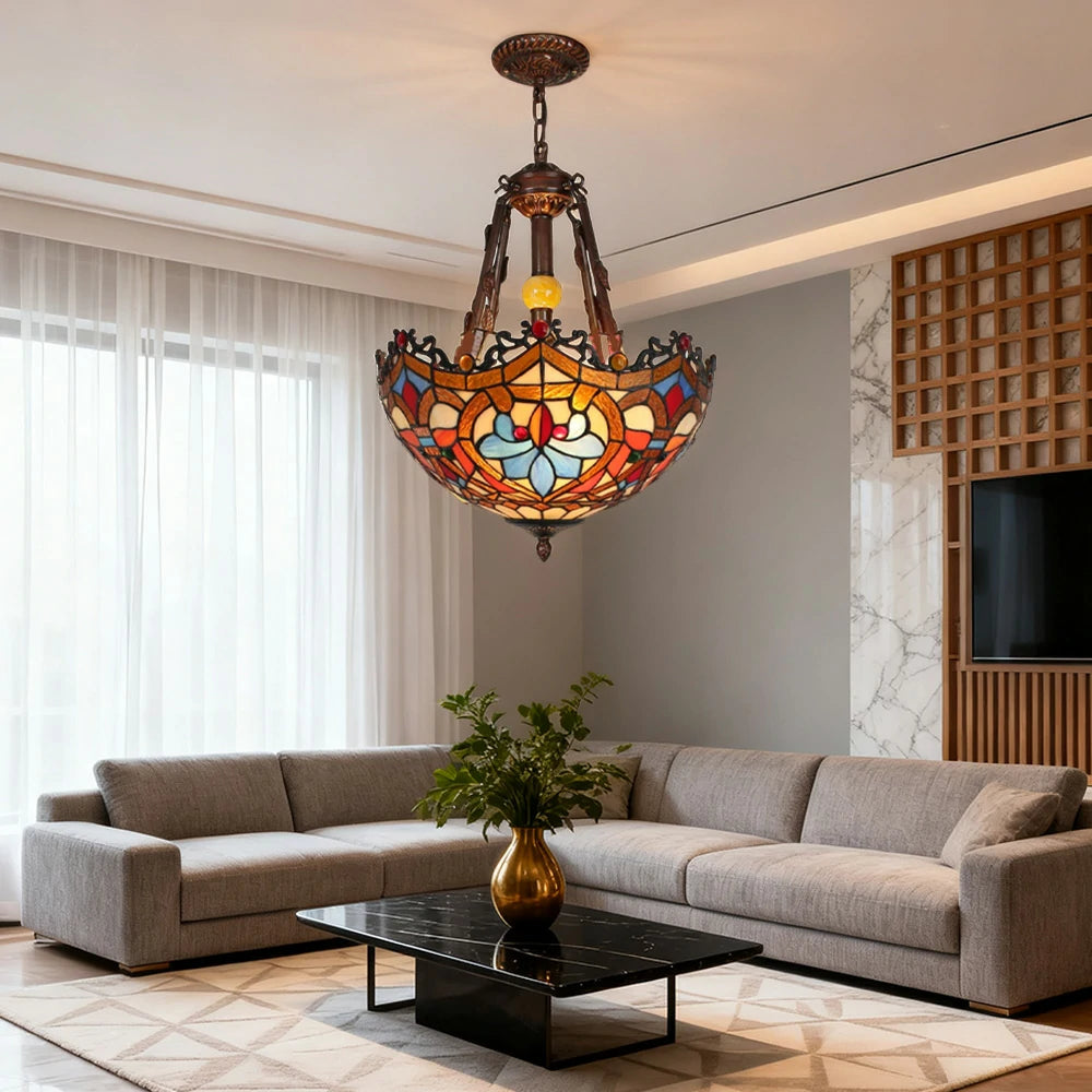 LIVARA Pendant Lamp 40/50cm Handcrafted High-Temperature Colored Glass, Copper & Iron Frame, E27 Socket