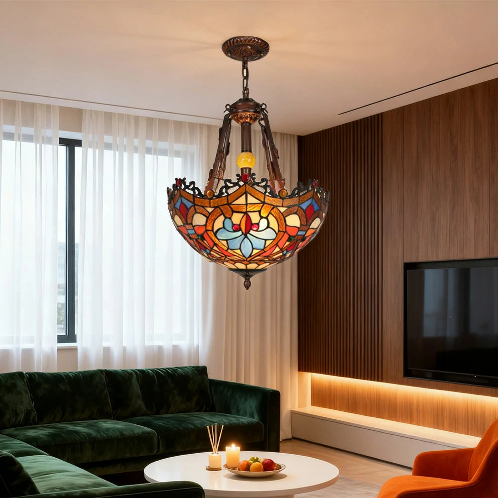 LIVARA Pendant Lamp 40/50cm Handcrafted High-Temperature Colored Glass, Copper & Iron Frame, E27 Socket
