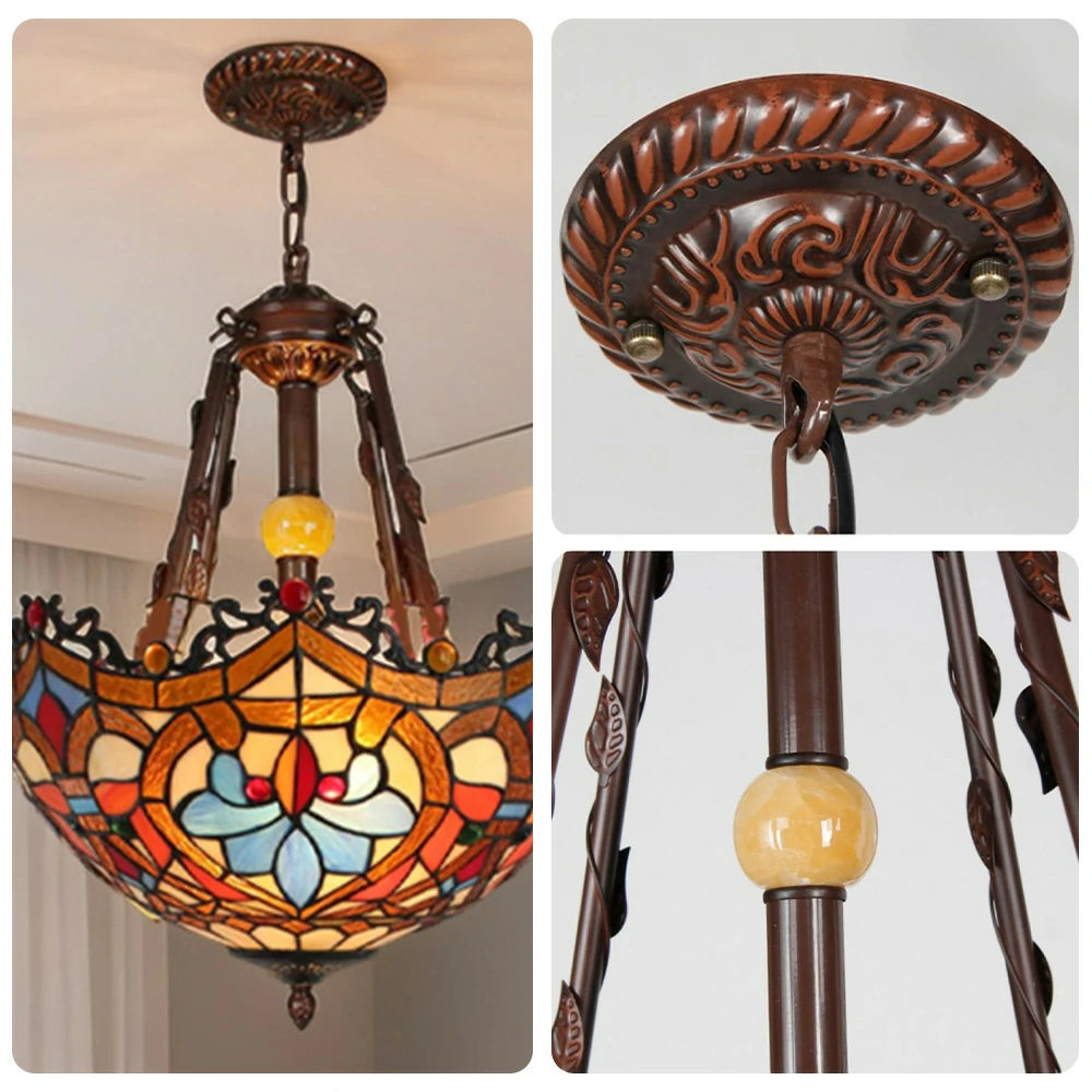 LIVARA Pendant Lamp 40/50cm Handcrafted High-Temperature Colored Glass, Copper & Iron Frame, E27 Socket