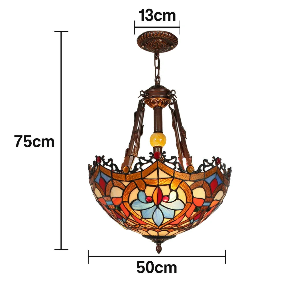 LIVARA Pendant Lamp 40/50cm Handcrafted High-Temperature Colored Glass, Copper & Iron Frame, E27 Socket