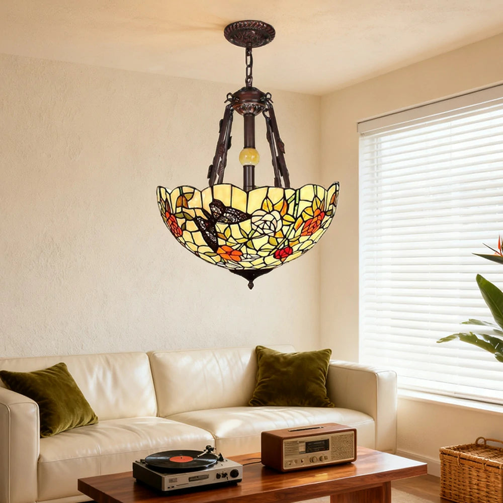 LIVARA Pendant Lamp, Colorful Handcrafted Glass Shade, Durable Copper & Iron Base, E27 Socket