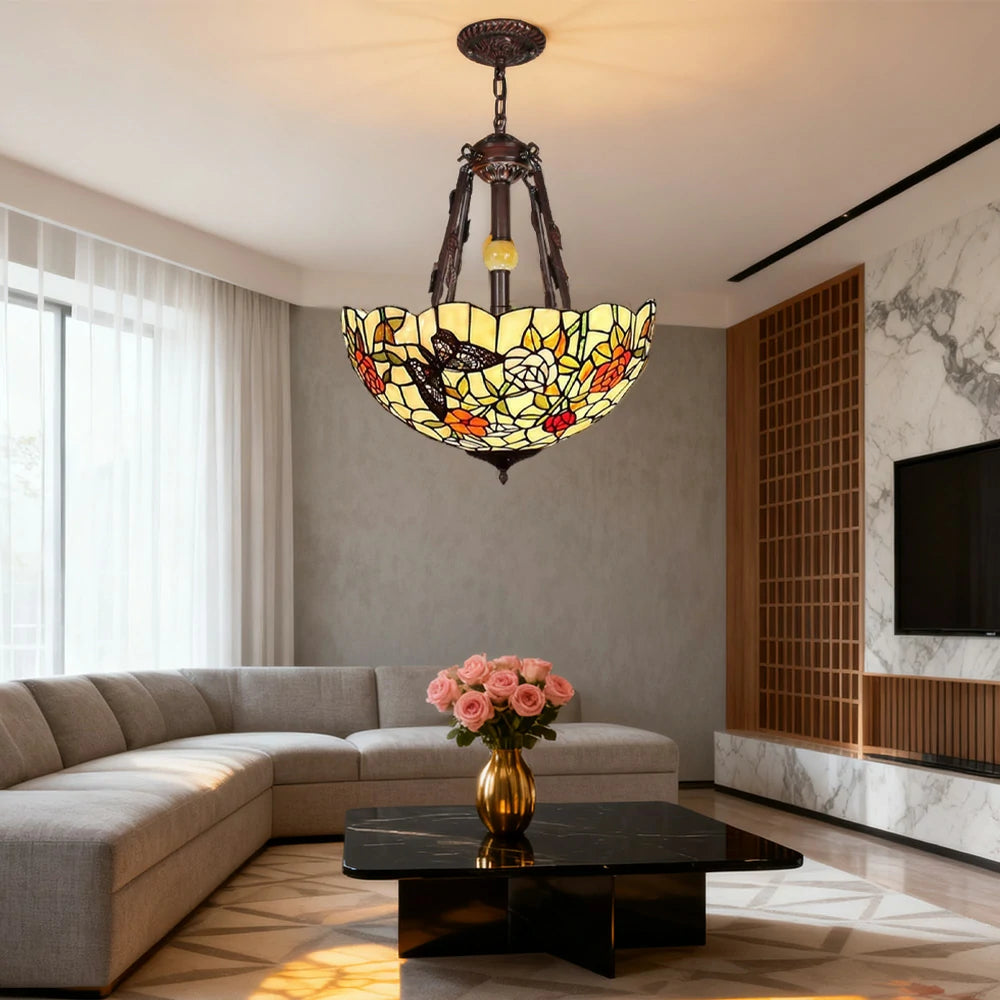 LIVARA Pendant Lamp, Colorful Handcrafted Glass Shade, Durable Copper & Iron Base, E27 Socket