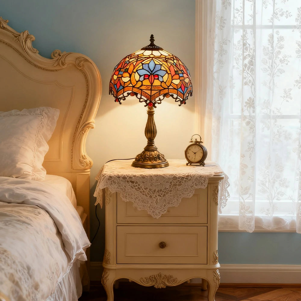 LIVARA Glass Table Lamp - High-Temperature Coloured Glass, E27 Socket, Resin/Aluminium Base, Handcrafted & Vibrant Illumination