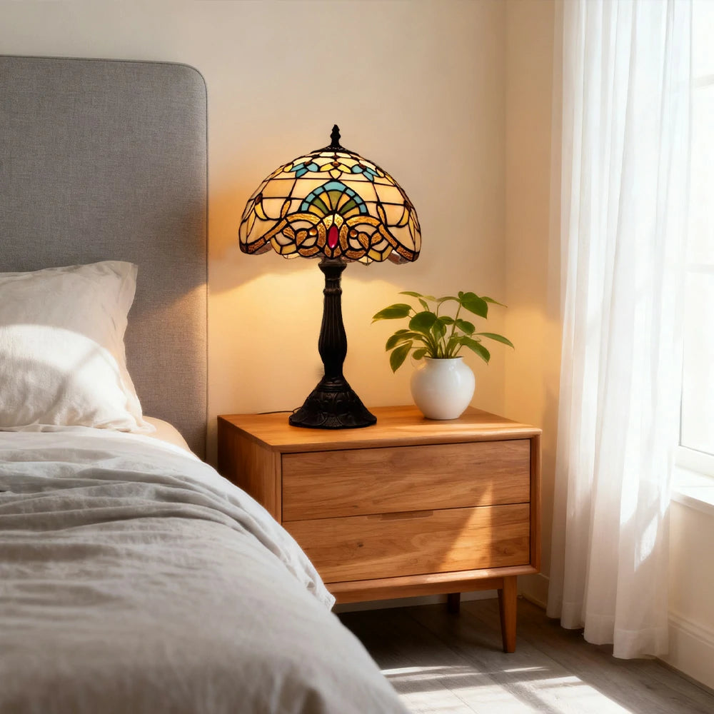 LIVARA Glass Table Lamp - High-Temperature Coloured Glass, E27 Socket, Resin/Aluminium Base, Handcrafted & Vibrant Illumination