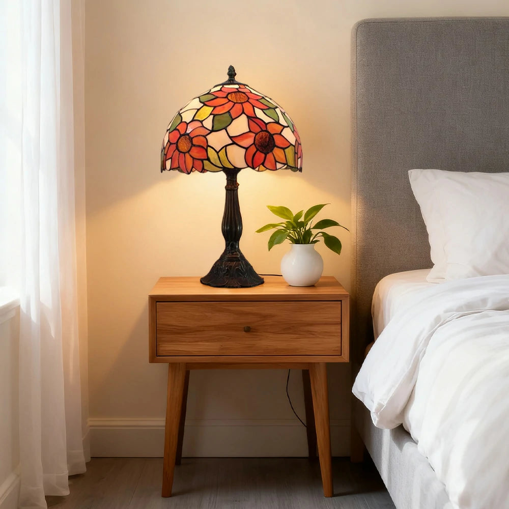 LIVARA Handcrafted Glass Table Lamp - Colourful High-Temperature Glass, E27 Socket, Resin/Aluminium Base for Vibrant Illumination