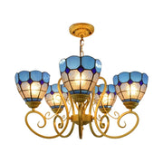 LIVARA Tiffany Pendant Light - 5-Light Design, High-Temperature Coloured Glass, Iron Frame, E27 Socket, Handcrafted for Elegant Illumination