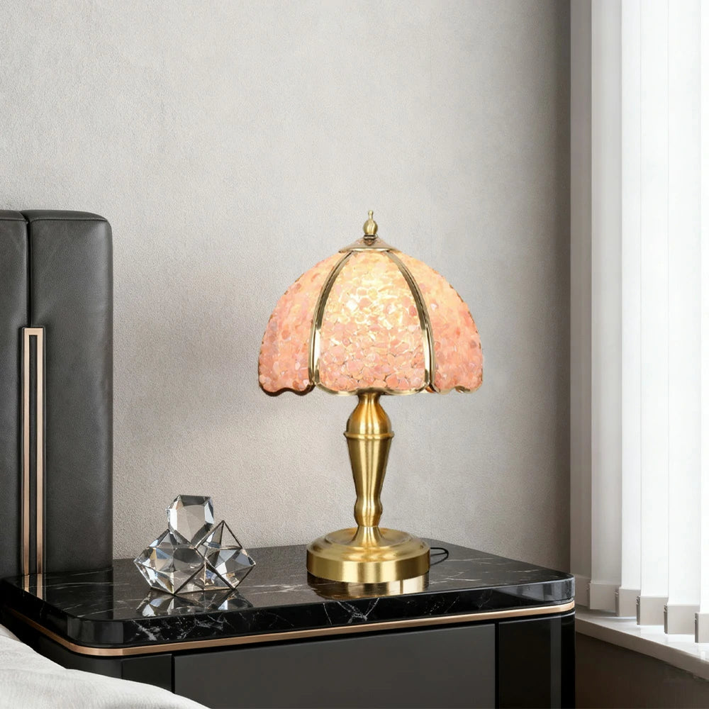 LIVARA Crystal Table Lamp - Natural Crystal Shade, High-Spec LED Bulbs, E27 Socket, Soft, Flicker-Free Light - Pink