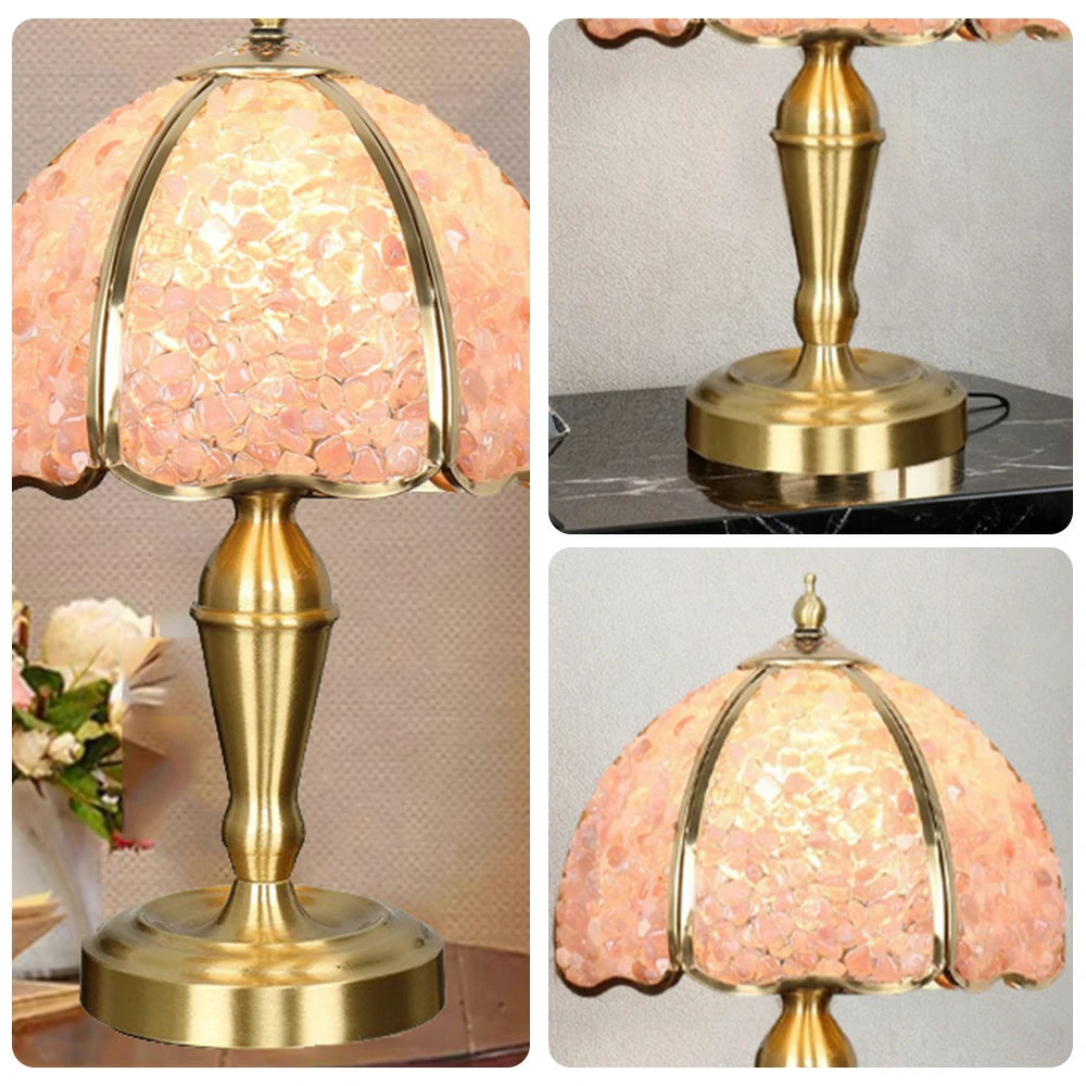 LIVARA Crystal Table Lamp - Natural Crystal Shade, High-Spec LED Bulbs, E27 Socket, Soft, Flicker-Free Light - Pink