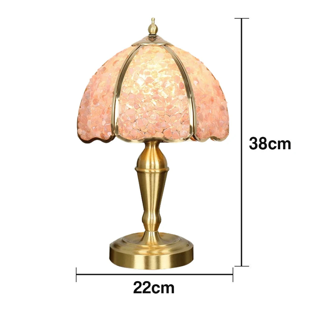 LIVARA Crystal Table Lamp - Natural Crystal Shade, High-Spec LED Bulbs, E27 Socket, Soft, Flicker-Free Light - Pink