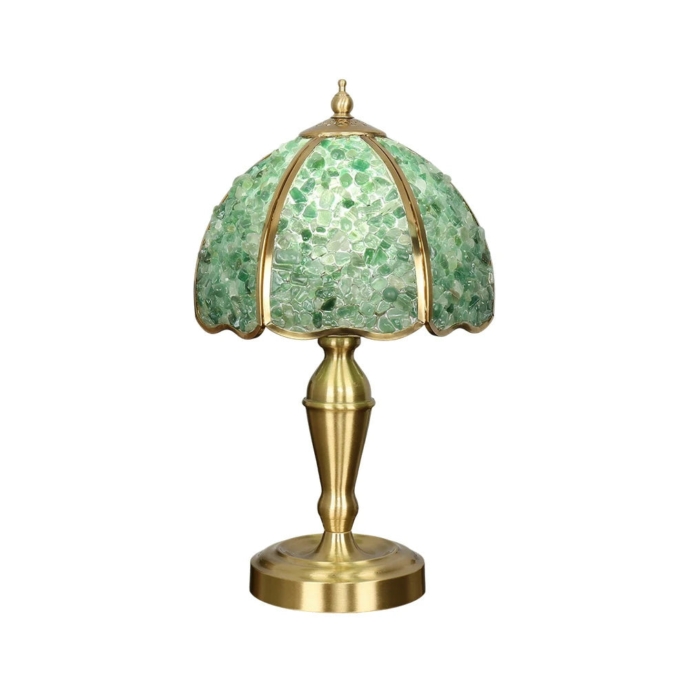 LIVARA Crystal Table Lamp - Natural Crystal Shade, High-Spec LED Bulbs, E27 Socket, Soft, Flicker-Free Light - Green