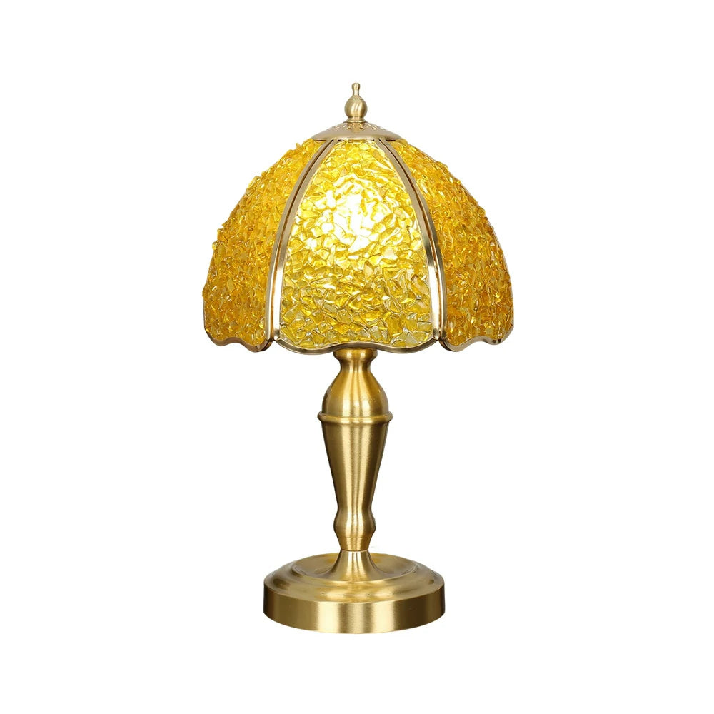 LIVARA Crystal Table Lamp - Natural Crystal Shade, High-Spec LED Bulbs, E27 Socket, Soft, Flicker-Free Light - Yellow