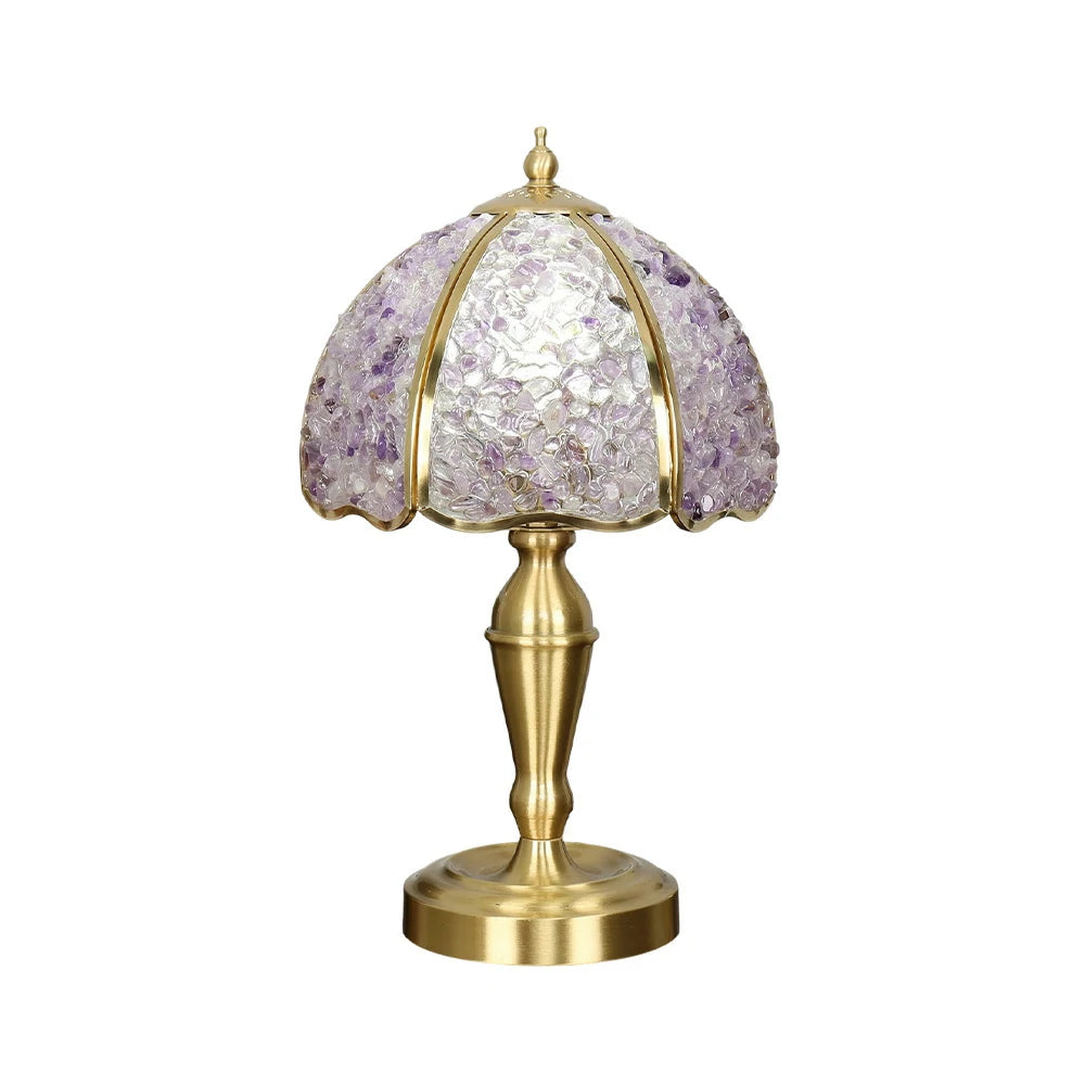 LIVARA Crystal Table Lamp - Natural Crystal Shade, High-Spec LED Bulbs, E27 Socket, Soft, Flicker-Free Light - Purple