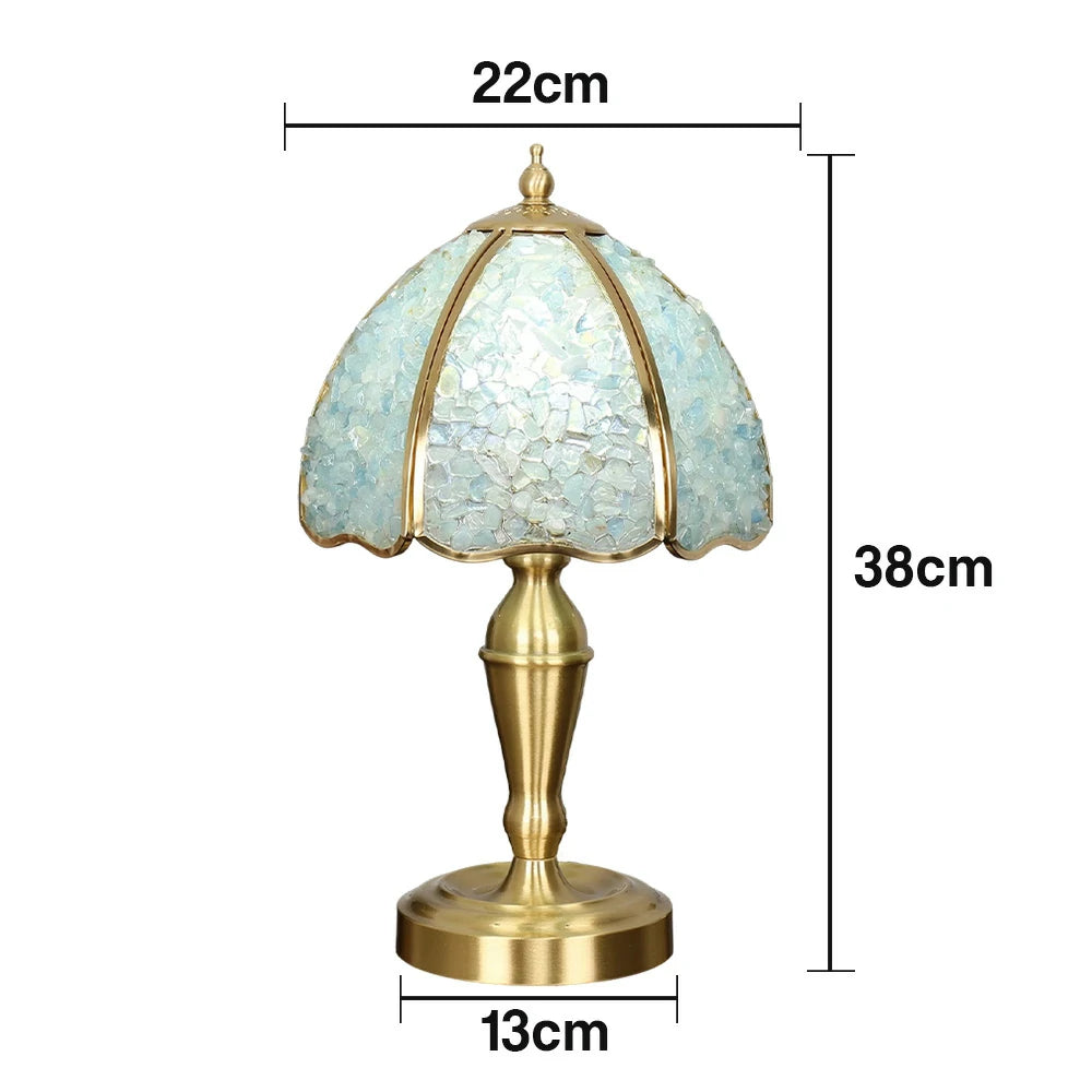 LIVARA Crystal Table Lamp - Natural Crystal Shade, High-Spec LED Bulbs, E27 Socket, Soft, Flicker-Free Light - Blue
