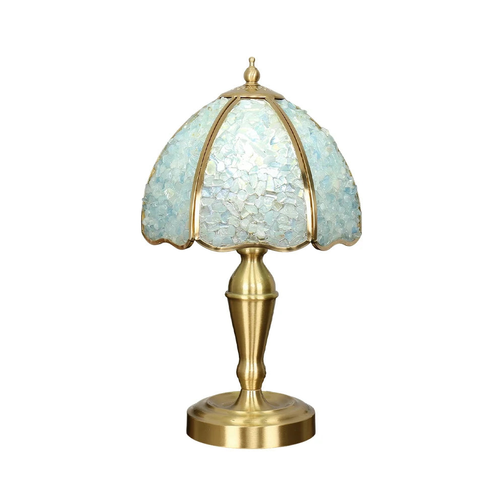 LIVARA Crystal Table Lamp - Natural Crystal Shade, High-Spec LED Bulbs, E27 Socket, Soft, Flicker-Free Light - Blue