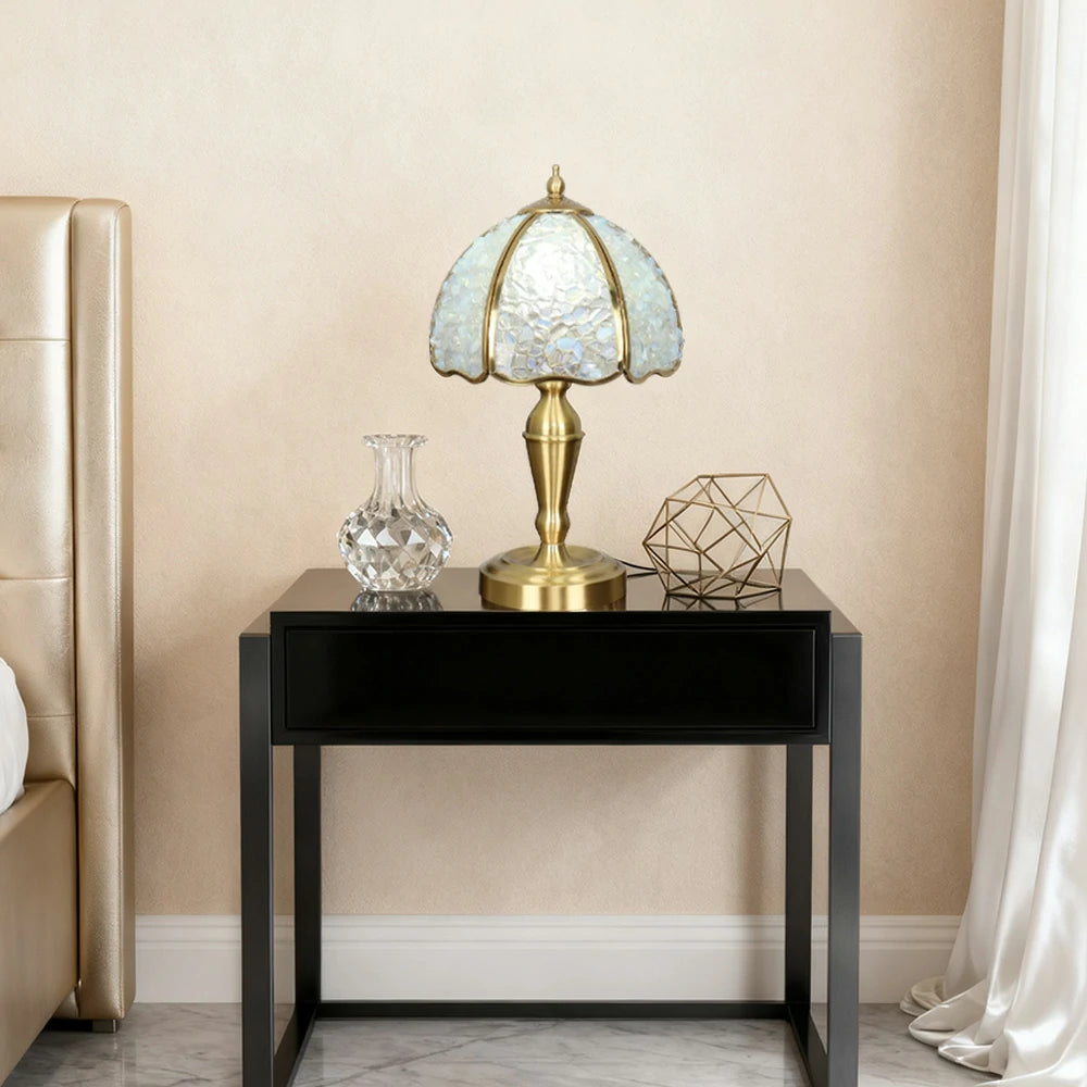 LIVARA Crystal Table Lamp - Natural Crystal Shade, High-Spec LED Bulbs, E27 Socket, Soft, Flicker-Free Light - White