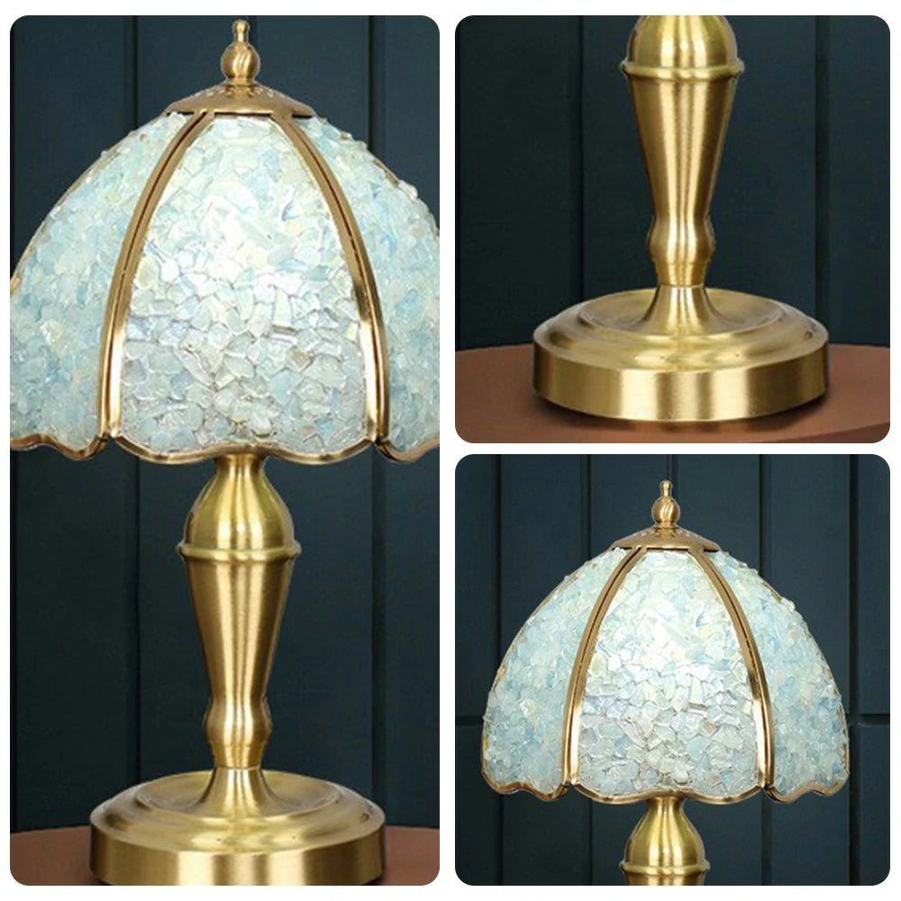 LIVARA Crystal Table Lamp - Natural Crystal Shade, High-Spec LED Bulbs, E27 Socket, Soft, Flicker-Free Light - White