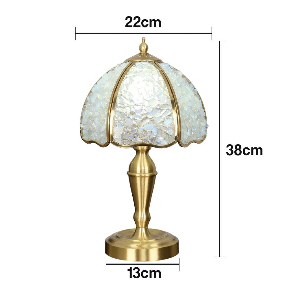 LIVARA Crystal Table Lamp - Natural Crystal Shade, High-Spec LED Bulbs, E27 Socket, Soft, Flicker-Free Light - White