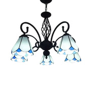 LIVARA Crystal Pendant Light - High-Temperature Coloured Glass, 5-Light E27 Pendant, Iron Frame, Adjustable Height for Elegant Illumination - White