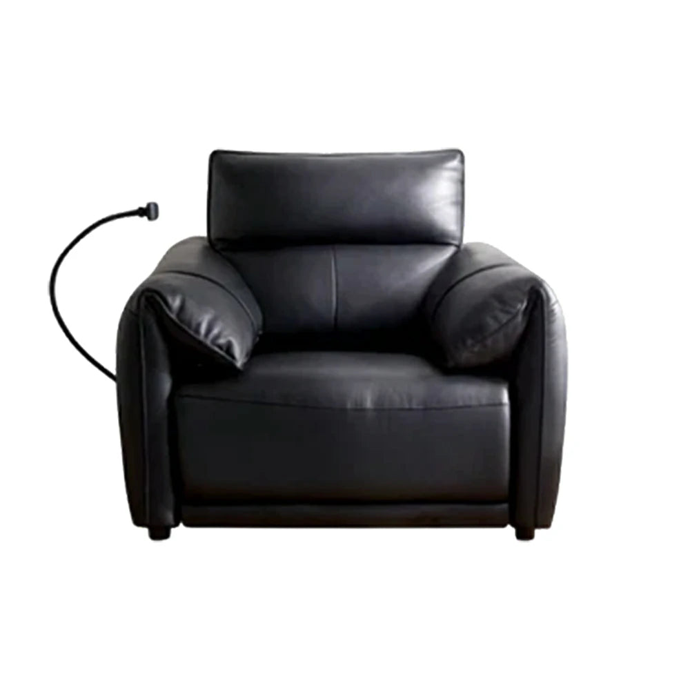 LIVARA 117cm Electric Recliner Armchair Single Seater One-Touch Electric Recline Genuine Leather Comfort Design - Black