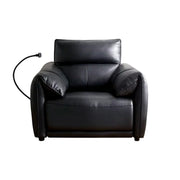 LIVARA 117cm Electric Recliner Armchair Single Seater One-Touch Electric Recline Genuine Leather Comfort Design - Black