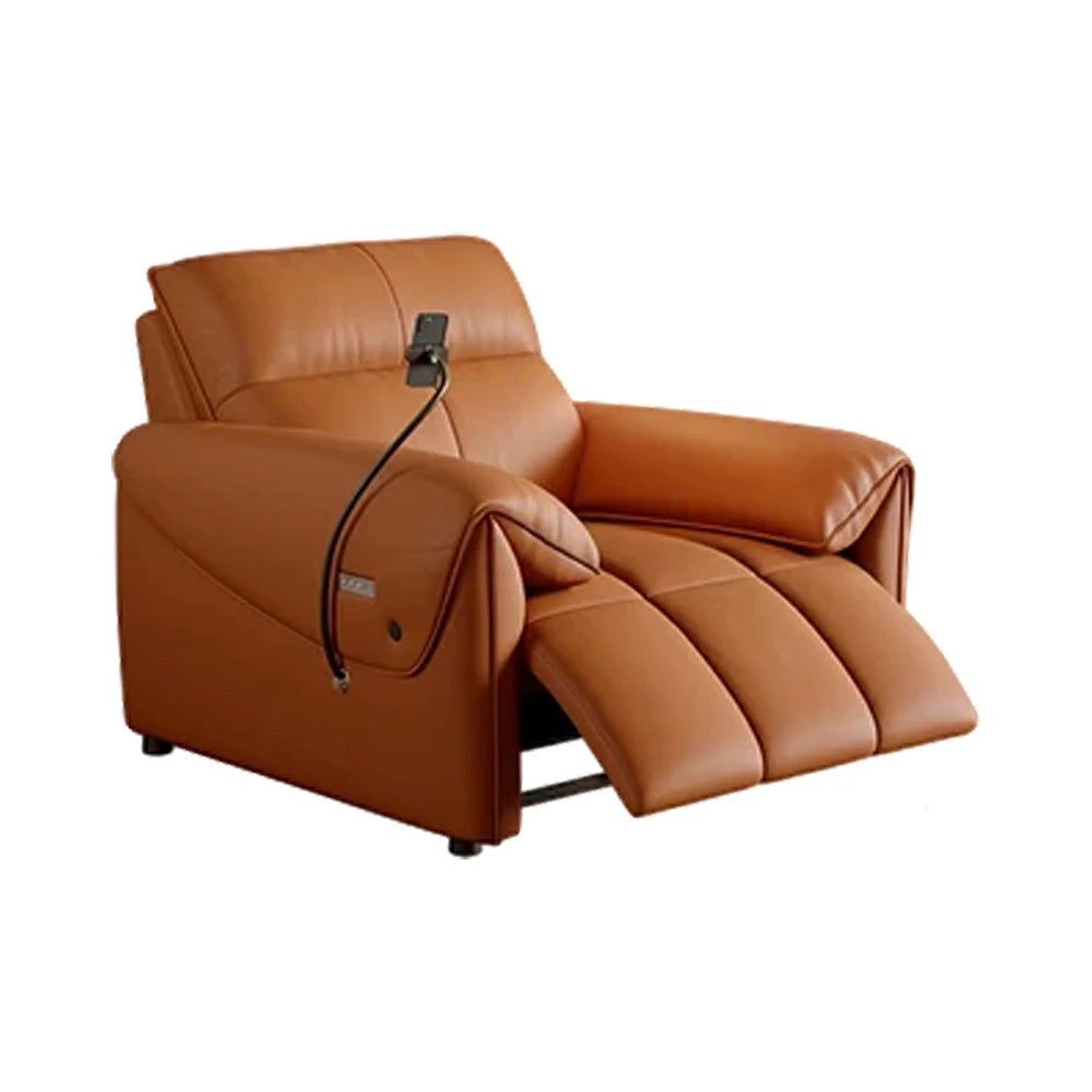 LIVARA 117cm Single Electric Recliner Chair Genuine Leather Zero-Wall Comfort Design for Living Room - Brown