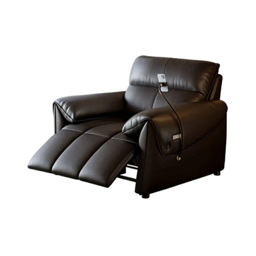 LIVARA 117cm Single Electric Recliner Chair Genuine Leather Zero-Wall Comfort Design for Living Room - Black