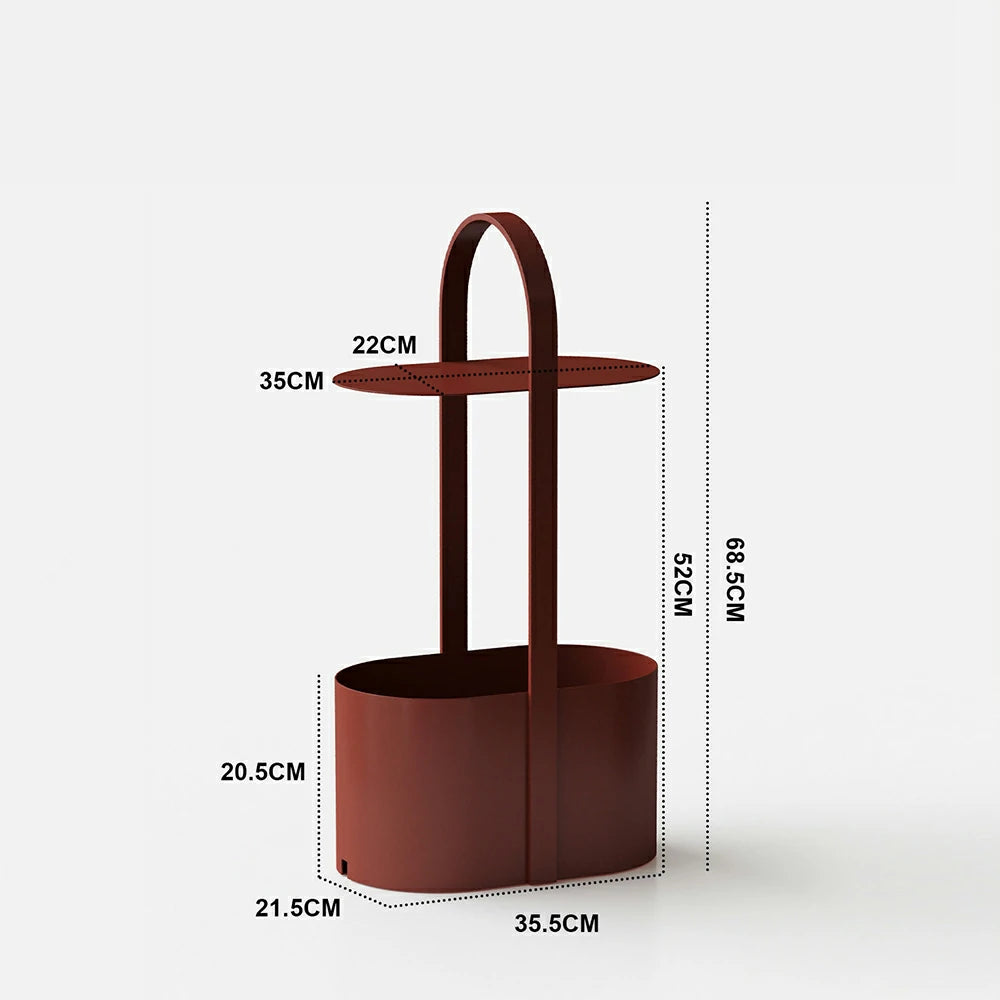 LIVARA Modern Arch Handle Side Table - Integrated Carry Design with Open Storage Base, Minimalist Accent End Table for Living Room & Bedroom - Bordeaux Red
