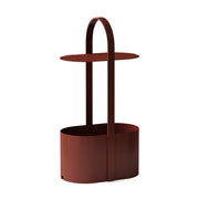 LIVARA Modern Arch Handle Side Table - Integrated Carry Design with Open Storage Base, Minimalist Accent End Table for Living Room & Bedroom - Bordeaux Red