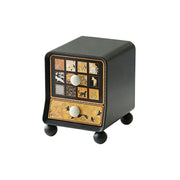 LIVARA Vintage Pony Nightstand - Double Drawer Bedside Table with Eco PE Body, Rounded Edges & Decorative Art Panels, Compact Storage Cabinet - Black & Cream Pony