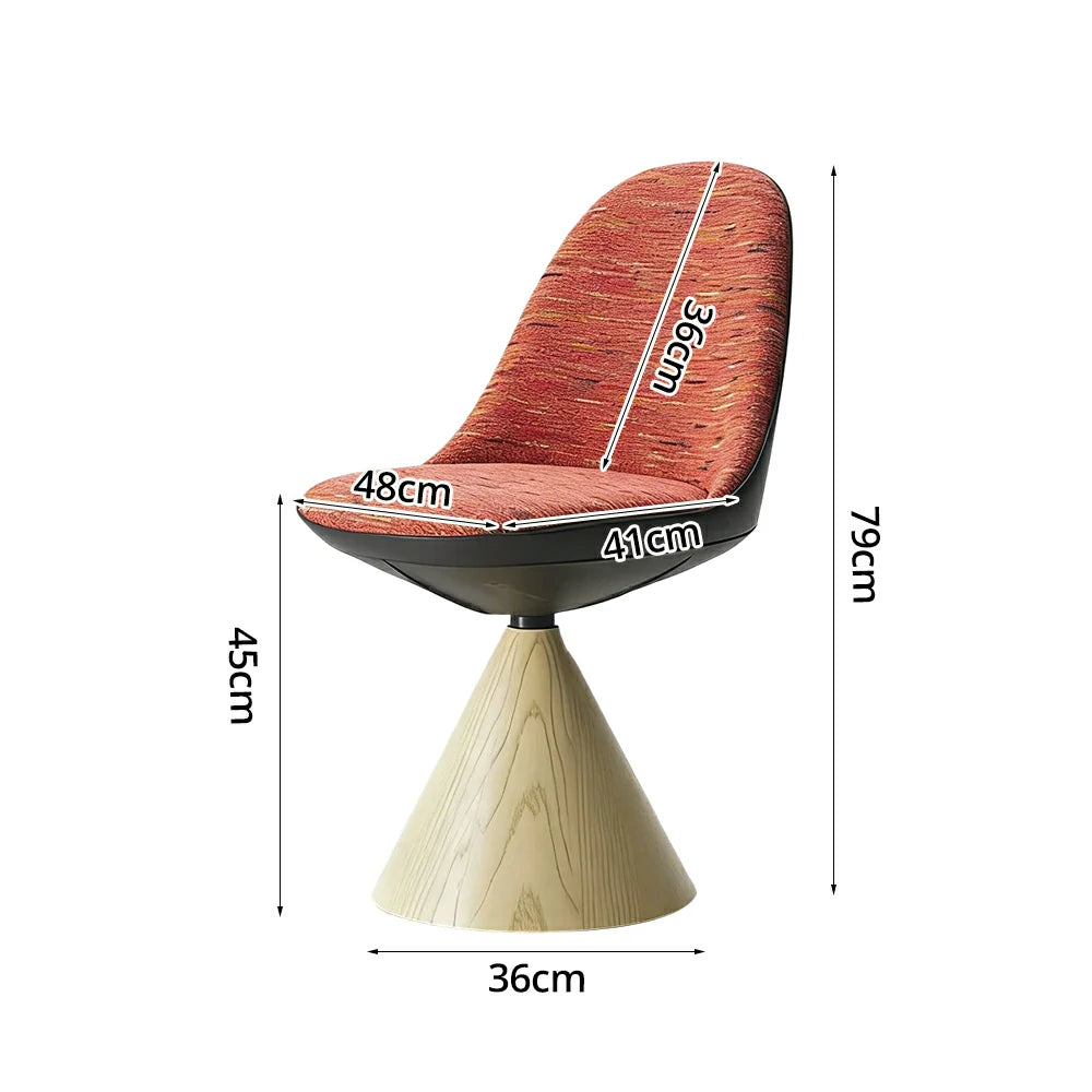 LIVARA Nordic Swivel Accent Chair - Three Hundred Sixty Degree Rotating Seat, Knitted Mixed-Color Upholstery, Solid Wood Cone Base, Modern Designer Lounge Chair - Natural Wood & Pastel Mix