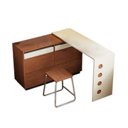 LIVARA 8802 Solid Wood Vanity Cabinet, 18mm Ultra-Flat Plywood with Cherry Veneer, Soft-Close Tracks, Sliding & Rotating Design - Wood and White