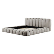 LUXORA Upholstered Bed Frame 150/180cm, Cotton-Linen Blend, Water-Resistant, High-Density Sponge Headboard, Reinforced Steel Frame - Grey