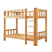 LUXORA Solid Rubber Wood Bunk Bed - 120/135/150cm, Durable Frame, Safe Guardrails, Minimalist Design, Eco-Friendly Finish - Natural Wood