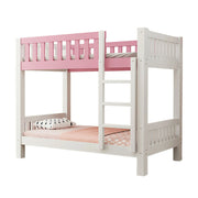 LUXORA Bunk Bed Eco-Friendly Solid Wood, 120/135/150cm, Wide Ladder with Protective Handrails, Reinforced Frame - Pink