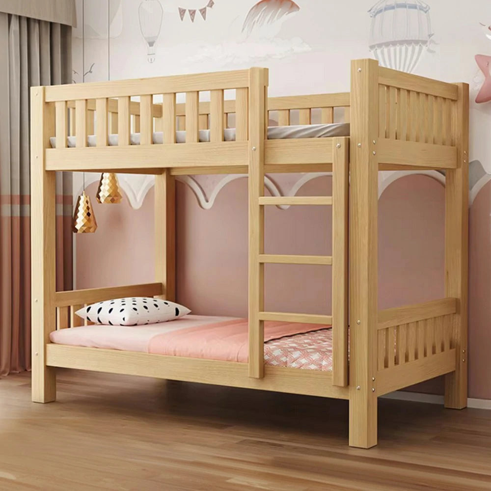 LUXORA Bunk Bed Eco-Friendly Solid Wood, 120/135/150cm, Wide Ladder with Protective Handrails, Reinforced Frame - Wood