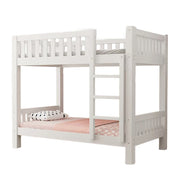 LUXORA Bunk Bed Eco-Friendly Solid Wood, 120/135/150cm, Wide Ladder with Protective Handrails, Reinforced Frame - White