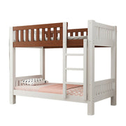 LUXORA Bunk Bed Eco-Friendly Solid Wood, 120/135/150cm, Wide Ladder with Protective Handrails, Reinforced Frame - White and Brown