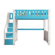 LUXORA Multifunctional Bunk Bed 120/135/150cm Eco-Friendly Solid Wood, 40cm Guardrails, Wide Safe Ladder - Blue