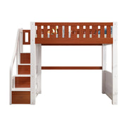 LUXORA Multifunctional Bunk Bed 120/135/150cm Eco-Friendly Solid Wood, 40cm Guardrails, Wide Safe Ladder - Brown & White