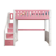 LUXORA Multifunctional Bunk Bed 120/135/150cm Eco-Friendly Solid Wood, 40cm Guardrails, Wide Safe Ladder - Pink