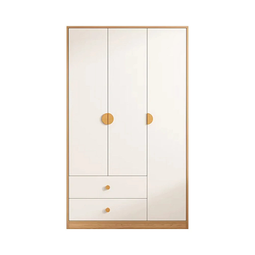 LUXORA 120/140cm Oak Wardrobe Cabinet - Dual Hanging Storage with Solid North American Oak, Child-Friendly Height & Space-Saving Design - White