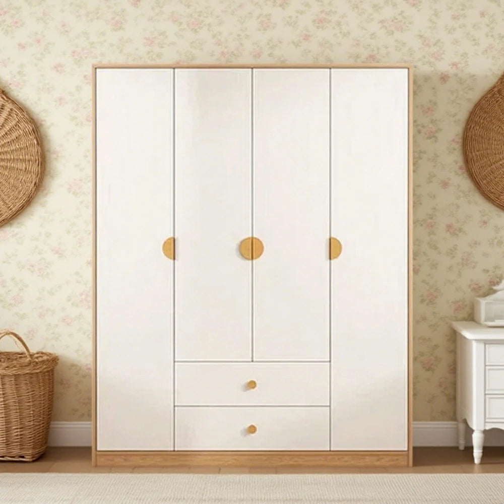 LUXORA 160/180cm Oak Wardrobe Cabinet - Dual Hanging Storage with Solid North American Oak, Child-Friendly Height & Space-Saving Design - White