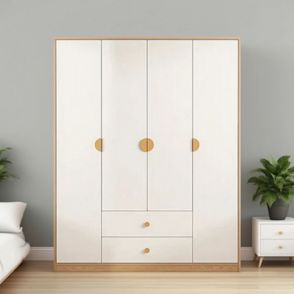 LUXORA 160/180cm Oak Wardrobe Cabinet - Dual Hanging Storage with Solid North American Oak, Child-Friendly Height & Space-Saving Design - White