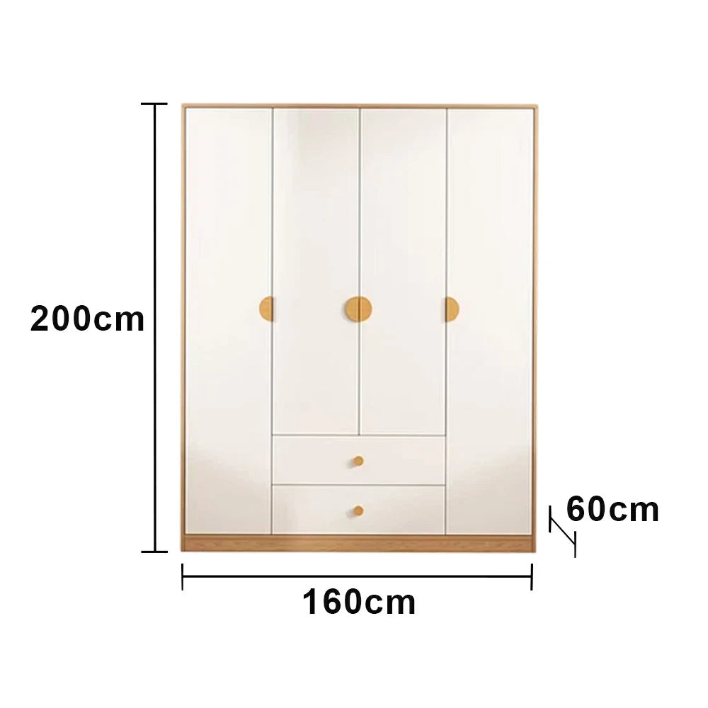 LUXORA 160/180cm Oak Wardrobe Cabinet - Dual Hanging Storage with Solid North American Oak, Child-Friendly Height & Space-Saving Design - White