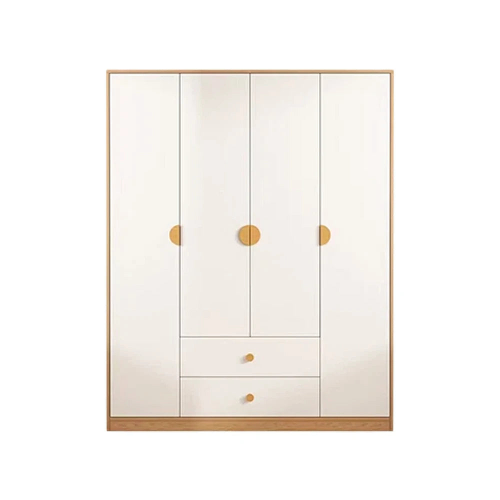 LUXORA 160/180cm Oak Wardrobe Cabinet - Dual Hanging Storage with Solid North American Oak, Child-Friendly Height & Space-Saving Design - White