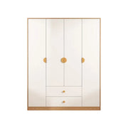 LUXORA 160/180cm Oak Wardrobe Cabinet - Dual Hanging Storage with Solid North American Oak, Child-Friendly Height & Space-Saving Design - White