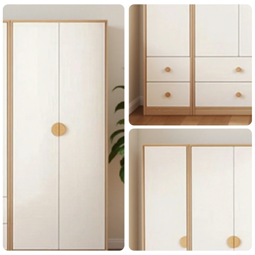 LUXORA 200cm Oak Wardrobe Cabinet - Dual Hanging Storage with Solid North American Oak, Child-Friendly Height & Space-Saving Design - White